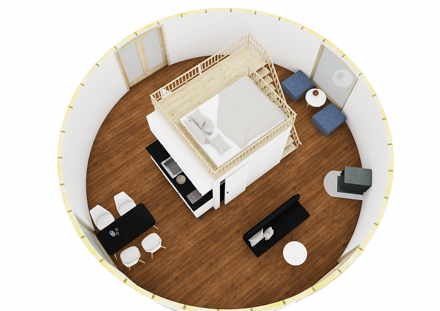 jurta na celoroční bydlení průměr 8m - 50m2
